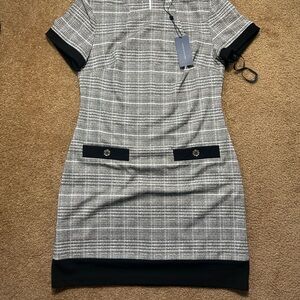 Tommy Hilfiger Black and White Checkered High Low Dress